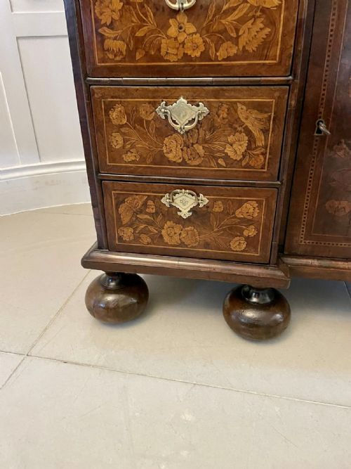 ANTIQUE WILLIAM AND MARY OUTSTANDING QUALITY BURR WALNUT INLAID MARQUETRY DOUBLE DOME BUREAU BOOKCASE - ADDITIONAL PHOTO 23
