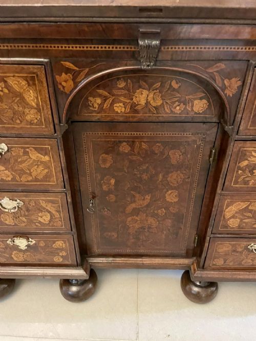 ANTIQUE WILLIAM AND MARY OUTSTANDING QUALITY BURR WALNUT INLAID MARQUETRY DOUBLE DOME BUREAU BOOKCASE - ADDITIONAL PHOTO 26