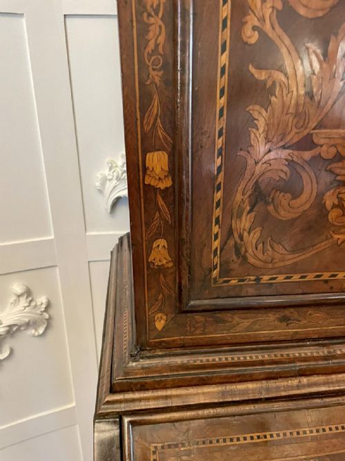ANTIQUE WILLIAM AND MARY OUTSTANDING QUALITY BURR WALNUT INLAID MARQUETRY DOUBLE DOME BUREAU BOOKCASE - ADDITIONAL PHOTO 27