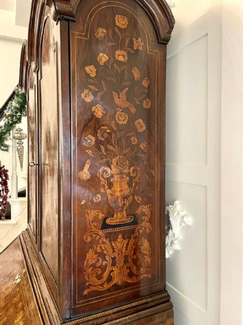ANTIQUE WILLIAM AND MARY OUTSTANDING QUALITY BURR WALNUT INLAID MARQUETRY DOUBLE DOME BUREAU BOOKCASE - ADDITIONAL PHOTO 28