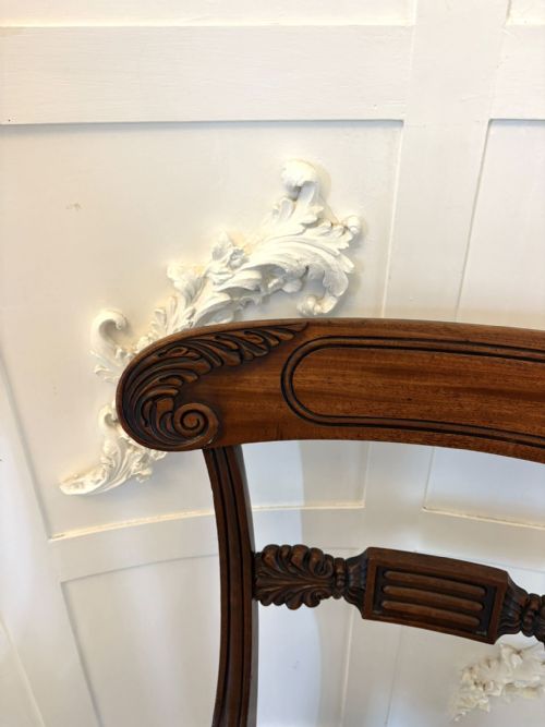 SET OF 4 ANTIQUE REGENCY QUALITY CARVED MAHOGANY DINING CHAIRS - ADDITIONAL PHOTO 5