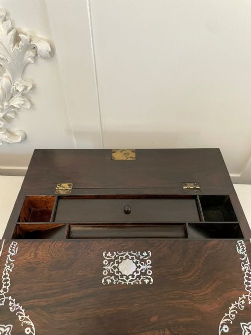 UNUSUAL ANTIQUE VICTORIAN QUALITY ROSEWOOD INLAID WRITING BOX - ADDITIONAL PHOTO 6