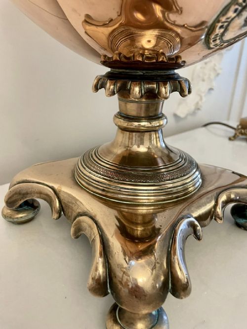 ANTIQUE VICTORIAN QUALITY COPPER AND BRASS SAMOVARTEA URN - ADDITIONAL PHOTO 1
