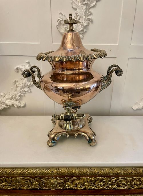 ANTIQUE VICTORIAN QUALITY COPPER AND BRASS SAMOVARTEA URN - ADDITIONAL PHOTO 8