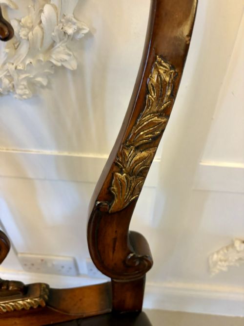 OUTSTANDING QUALITY SET OF 8 ANTIQUE EDWARDIAN CARVED WALNUT AND GILDED DINING CHAIRS - ADDITIONAL PHOTO 1