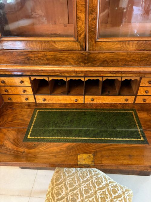 fig 1. Antique Victorian Outstanding Quality Burr Walnut Secretaire Bookcase