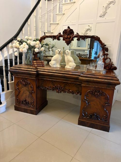 OUTSTANDING QUALITY ANTIQUE VICTORIAN CARVED MAHOGANY MIRROR BACK SIDEBOARD - ADDITIONAL PHOTO 1