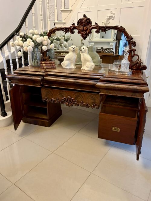 OUTSTANDING QUALITY ANTIQUE VICTORIAN CARVED MAHOGANY MIRROR BACK SIDEBOARD - ADDITIONAL PHOTO 2