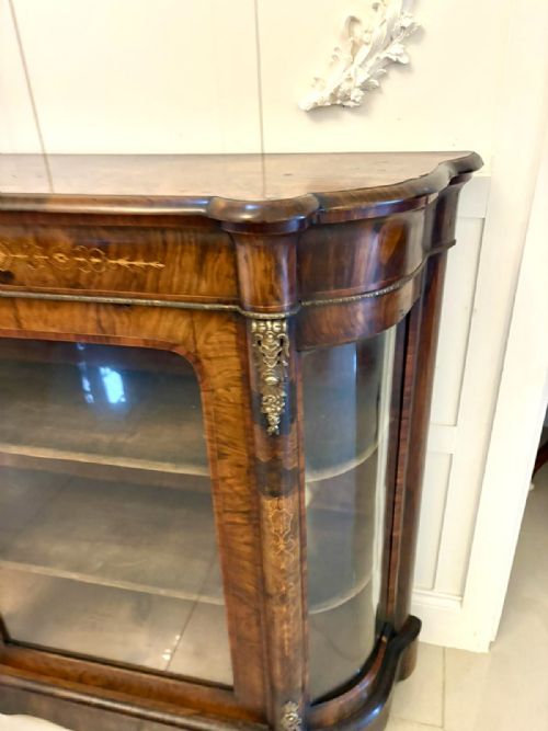 ANTIQUE VICTORIAN QUALITY BURR WALNUT SATINWOOD INLAID CREDENZASIDE CABINET - ADDITIONAL PHOTO 6