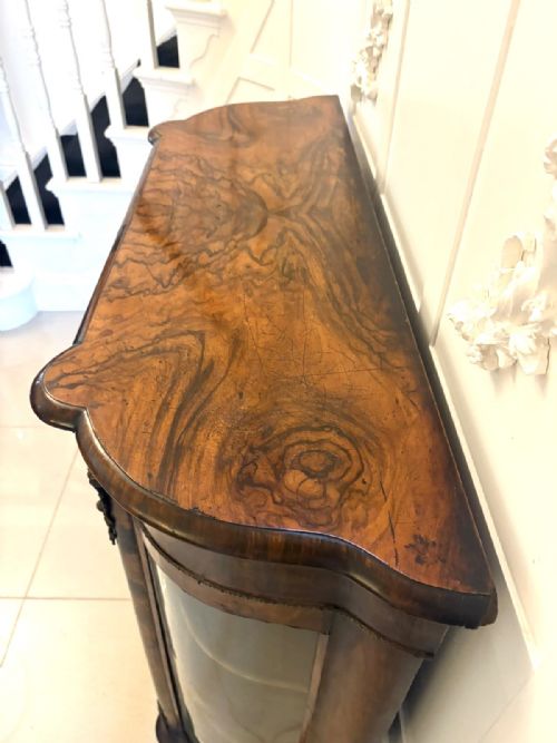 ANTIQUE VICTORIAN QUALITY BURR WALNUT SATINWOOD INLAID CREDENZASIDE CABINET - ADDITIONAL PHOTO 9