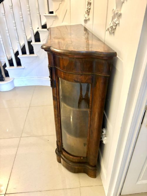ANTIQUE VICTORIAN QUALITY BURR WALNUT SATINWOOD INLAID CREDENZASIDE CABINET - ADDITIONAL PHOTO 10