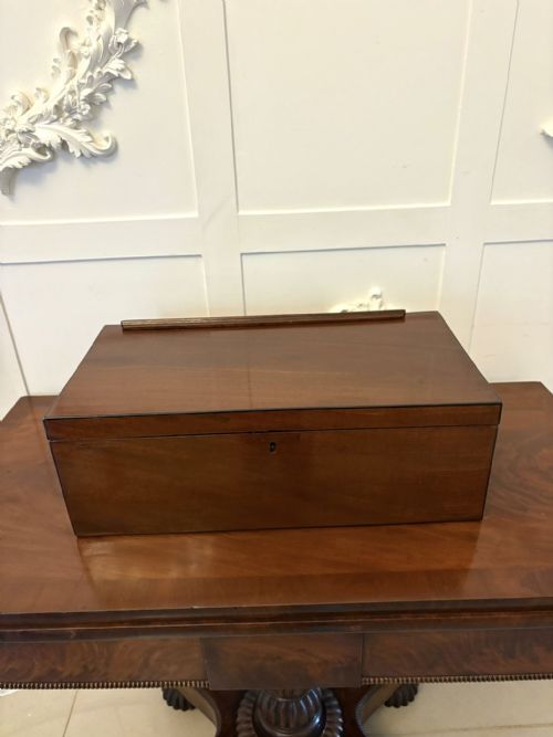 FINE ANTIQUE QUALITY GEORGE III FIGURED MAHOGANY WRITING BOX - ADDITIONAL PHOTO 3