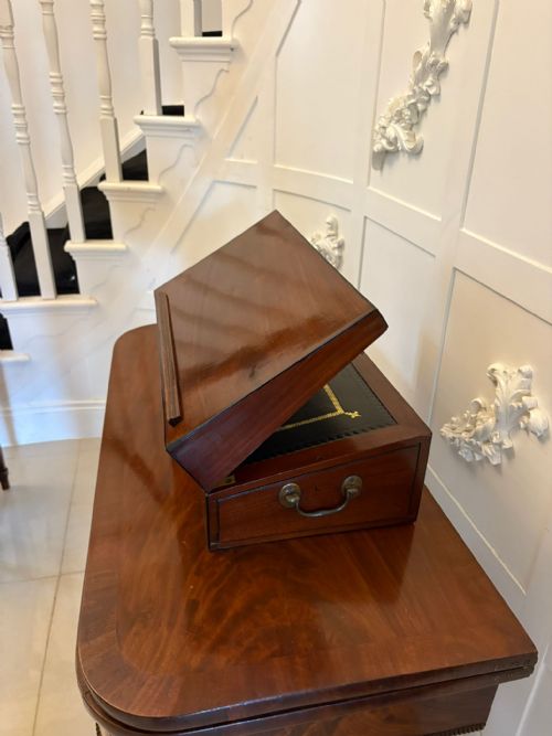 FINE ANTIQUE QUALITY GEORGE III FIGURED MAHOGANY WRITING BOX - ADDITIONAL PHOTO 5