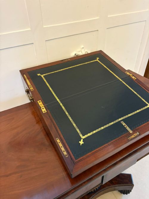 FINE ANTIQUE QUALITY GEORGE III FIGURED MAHOGANY WRITING BOX - ADDITIONAL PHOTO 10