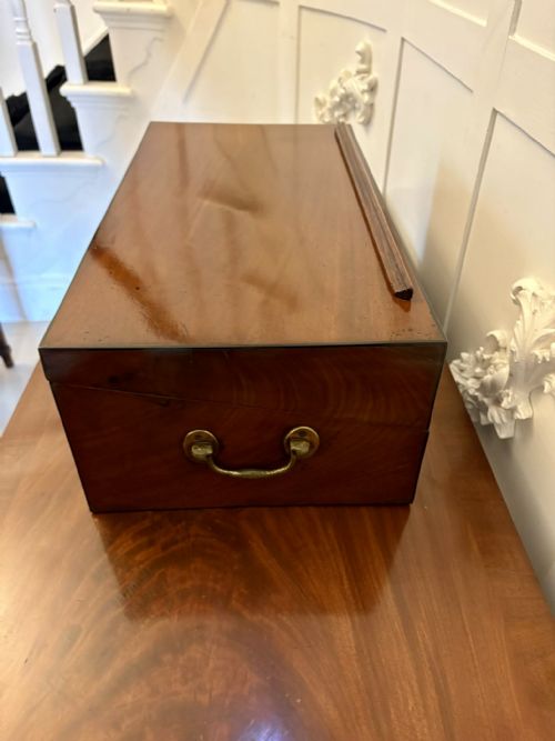 FINE ANTIQUE QUALITY GEORGE III FIGURED MAHOGANY WRITING BOX - ADDITIONAL PHOTO 11