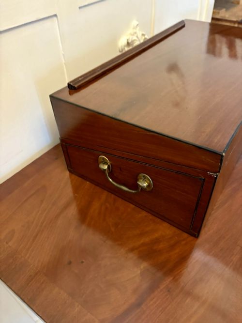 FINE ANTIQUE QUALITY GEORGE III FIGURED MAHOGANY WRITING BOX - ADDITIONAL PHOTO 12