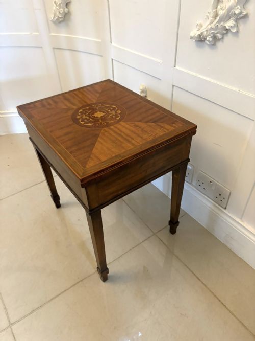 ANTIQUE EDWARDIAN INLAID FOLDING GAMELAMP TABLE FEATURING THE ROYAL AND PLEASANT GAME OF GOOSE - ADDITIONAL PHOTO 1