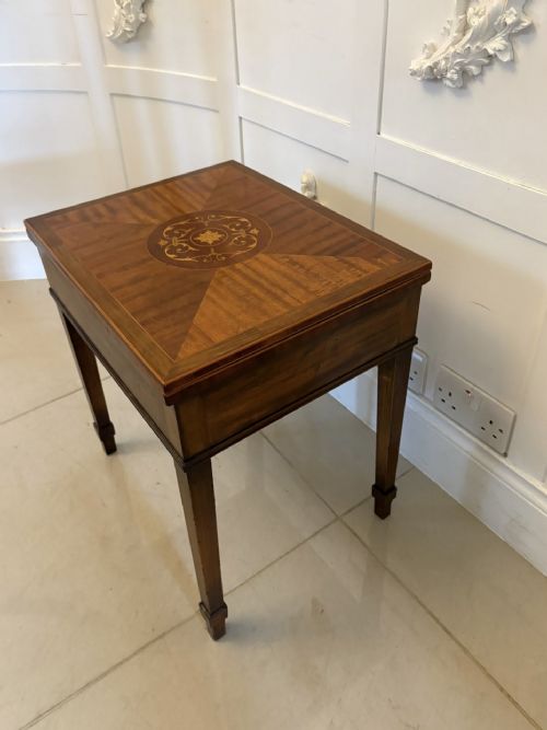 ANTIQUE EDWARDIAN INLAID FOLDING GAMELAMP TABLE FEATURING THE ROYAL AND PLEASANT GAME OF GOOSE - ADDITIONAL PHOTO 12
