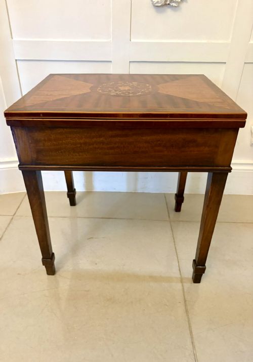 ANTIQUE EDWARDIAN INLAID FOLDING GAMELAMP TABLE FEATURING THE ROYAL AND PLEASANT GAME OF GOOSE - ADDITIONAL PHOTO 13