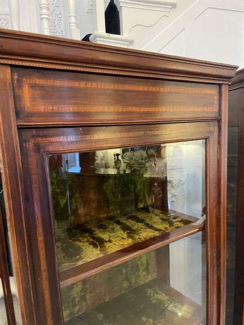 fig 2. Antique Pair of Edwardian Inlaid Mahogany Display Cabinets