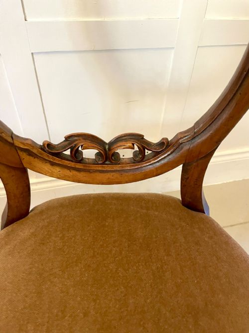 SET OF SIX ANTIQUE VICTORIAN CARVED WALNUT BALLOONBACK DINING CHAIRS - ADDITIONAL PHOTO 7