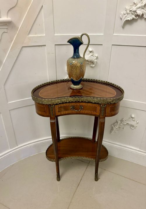 ANTIQUE FRENCH QUALITY LOUIS XV STYLE KIDNEYSHAPED SIDE LAMP TABLE - ADDITIONAL PHOTO 1