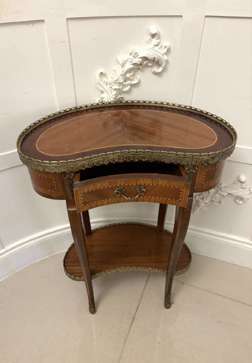 ANTIQUE FRENCH QUALITY LOUIS XV STYLE KIDNEYSHAPED SIDE LAMP TABLE - ADDITIONAL PHOTO 8