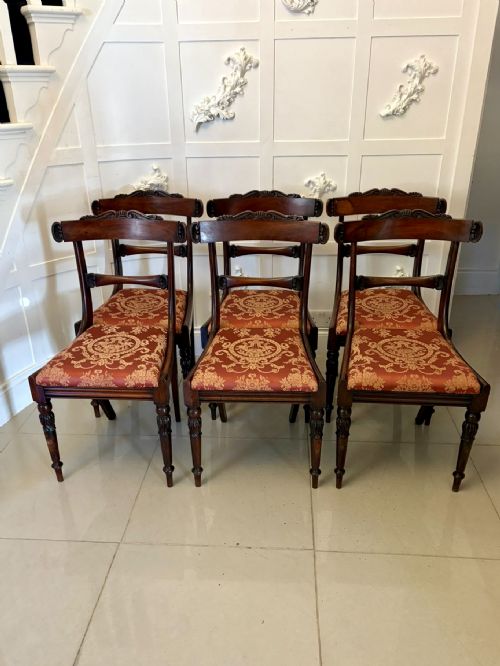 ANTIQUE SET OF SIX QUALITY REGENCY CARVED ROSEWOOD DINING CHAIRS - ADDITIONAL PHOTO 5