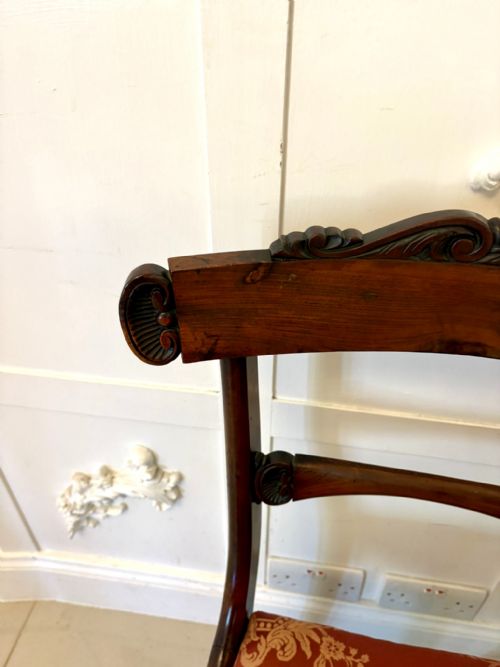 ANTIQUE SET OF SIX QUALITY REGENCY CARVED ROSEWOOD DINING CHAIRS - ADDITIONAL PHOTO 7