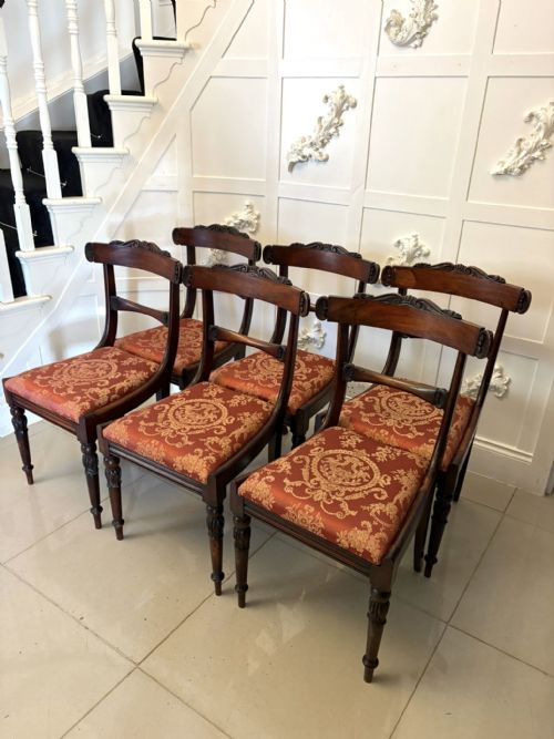 ANTIQUE SET OF SIX QUALITY REGENCY CARVED ROSEWOOD DINING CHAIRS - ADDITIONAL PHOTO 8