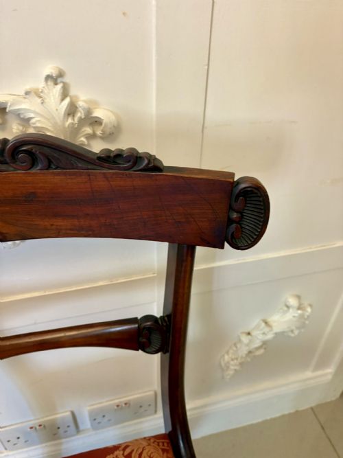 ANTIQUE SET OF SIX QUALITY REGENCY CARVED ROSEWOOD DINING CHAIRS - ADDITIONAL PHOTO 12
