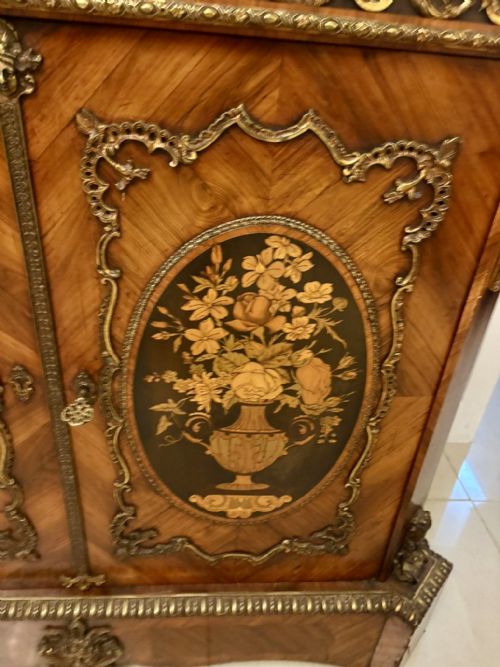 EXCEPTIONAL QUALITY ANTIQUE FRENCH LOUIS XVI STYLE MARBLETOP SIDE CABINET - ADDITIONAL PHOTO 8