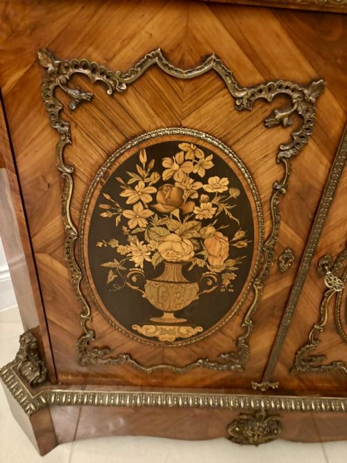 EXCEPTIONAL QUALITY ANTIQUE FRENCH LOUIS XVI STYLE MARBLETOP SIDE CABINET - ADDITIONAL PHOTO 10