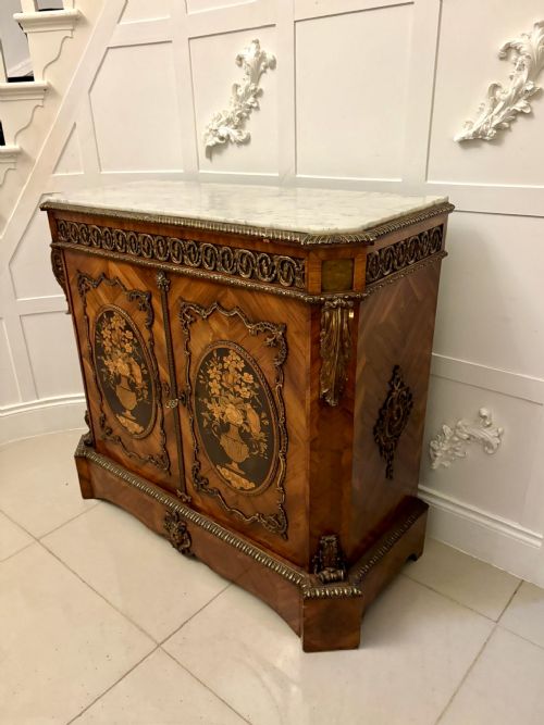 EXCEPTIONAL QUALITY ANTIQUE FRENCH LOUIS XVI STYLE MARBLETOP SIDE CABINET - ADDITIONAL PHOTO 14