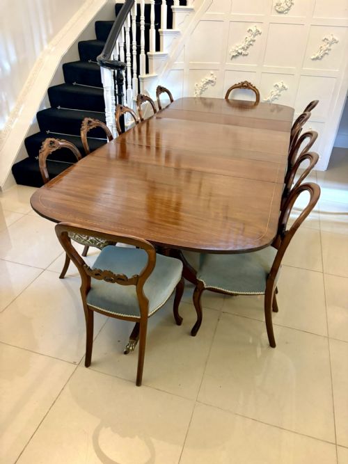 QUALITY ANTIQUE EDWARDIAN 12 SEATER TRIPLEPEDESTAL DINING TABLE - ADDITIONAL PHOTO 15