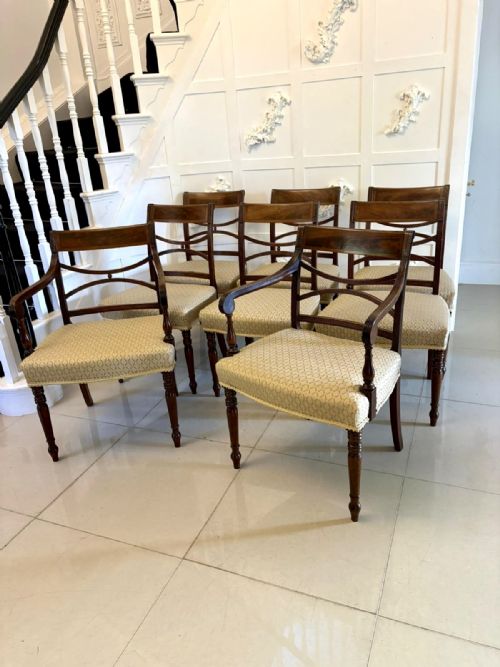 ANTIQUE GEORGE III QUALITY SHERATON SET OF EIGHT DINING CHAIRS - ADDITIONAL PHOTO 14