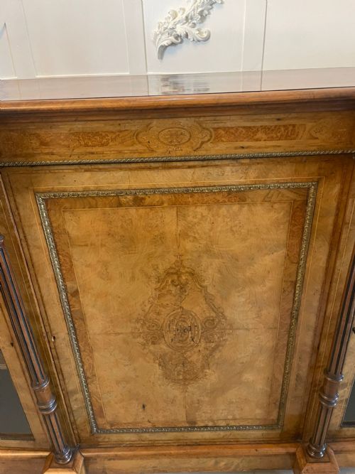 OUTSTANDING QUALITY ANTIQUE VICTORIAN BURR WALNUT INLAID CREDENZASIDEBOARD - ADDITIONAL PHOTO 2