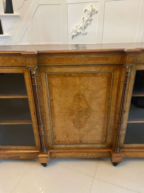 OUTSTANDING QUALITY ANTIQUE VICTORIAN BURR WALNUT INLAID CREDENZASIDEBOARD - ADDITIONAL PHOTO 4
