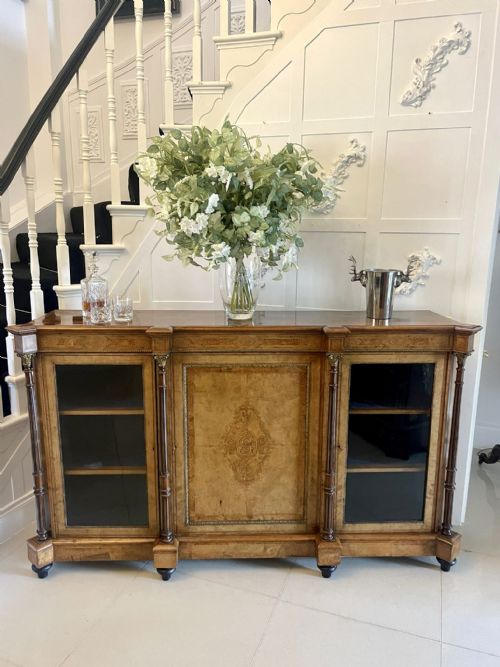 OUTSTANDING QUALITY ANTIQUE VICTORIAN BURR WALNUT INLAID CREDENZASIDEBOARD - ADDITIONAL PHOTO 7