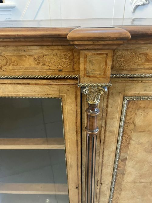 OUTSTANDING QUALITY ANTIQUE VICTORIAN BURR WALNUT INLAID CREDENZASIDEBOARD - ADDITIONAL PHOTO 11