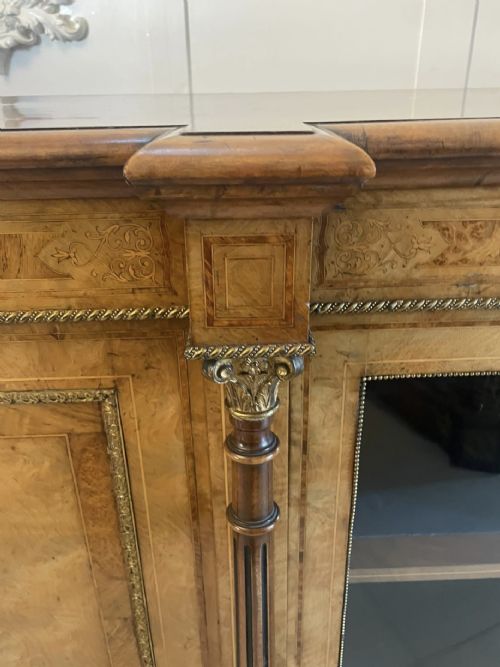 OUTSTANDING QUALITY ANTIQUE VICTORIAN BURR WALNUT INLAID CREDENZASIDEBOARD - ADDITIONAL PHOTO 12