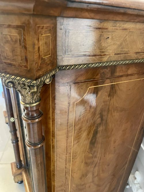 OUTSTANDING QUALITY ANTIQUE VICTORIAN BURR WALNUT INLAID CREDENZASIDEBOARD - ADDITIONAL PHOTO 14