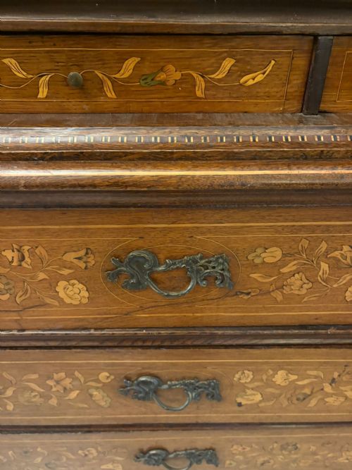 ANTIQUE DUTCH MARQUETRY WALNUT LINEN PRESSCUPBOARD - ADDITIONAL PHOTO 1