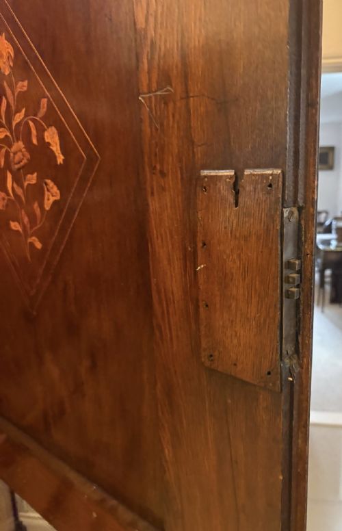 ANTIQUE DUTCH MARQUETRY WALNUT LINEN PRESSCUPBOARD - ADDITIONAL PHOTO 4