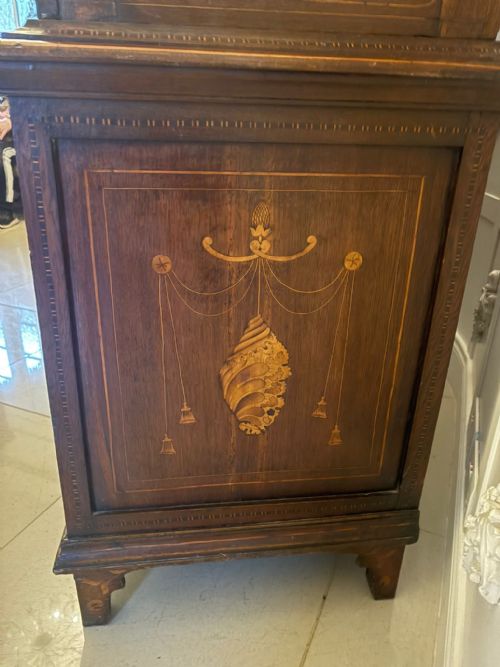 ANTIQUE DUTCH MARQUETRY WALNUT LINEN PRESSCUPBOARD - ADDITIONAL PHOTO 11