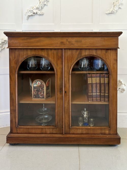 ANTIQUE VICTORIAN QUALITY FIGURED MAHOGANY GLAZED BOOKCASE - ADDITIONAL PHOTO 4