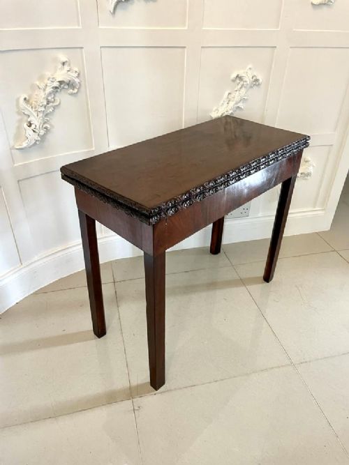 ANTIQUE 18TH CENTURY GEORGE III CHIPPENDALE MAHOGANY CARVED CARDSIDE TABLE