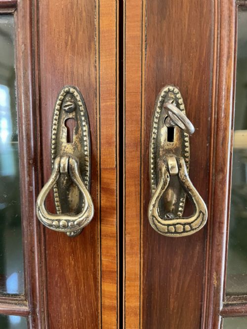 ANTIQUE EDWARDIAN QUALITY MAHOGANY INLAID CORNER DISPLAY CABINET - ADDITIONAL PHOTO 3