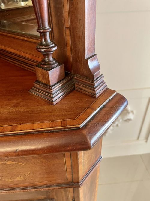 ANTIQUE EDWARDIAN QUALITY MAHOGANY INLAID CORNER DISPLAY CABINET - ADDITIONAL PHOTO 4