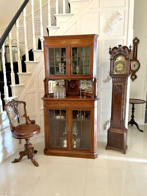 ANTIQUE EDWARDIAN QUALITY MAHOGANY INLAID CORNER DISPLAY CABINET - ADDITIONAL PHOTO 5